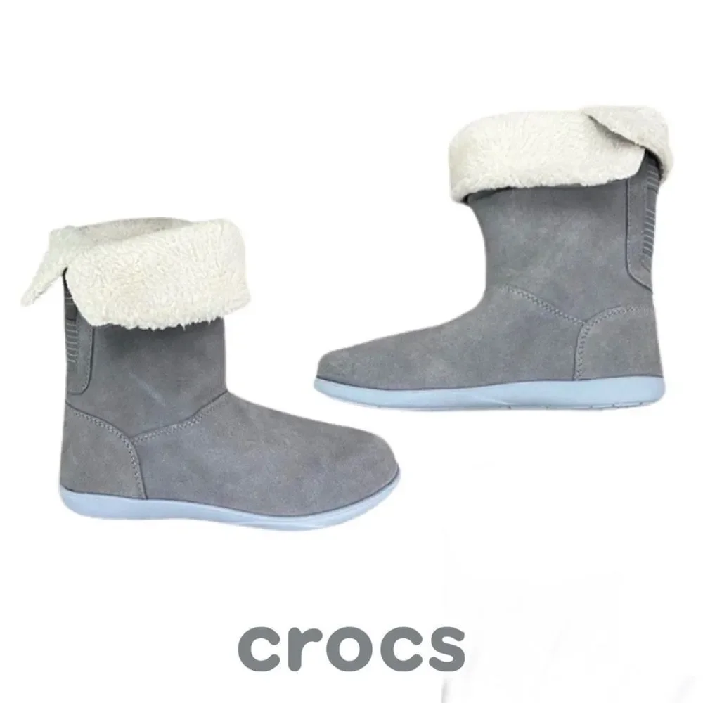 NWT CROCS Adela Foldover Fuzz Bootie_5